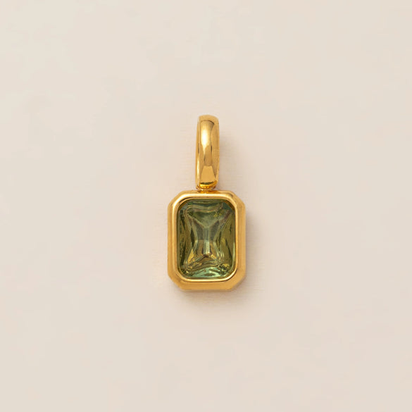 Women's Titanium Steel Square Pendant Necklace With Mixed Gem Inlay And Geometric Design