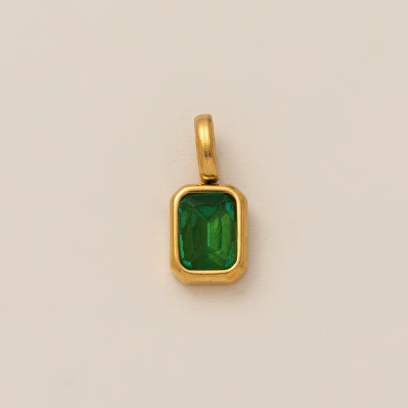 Women's Titanium Steel Square Pendant Necklace With Mixed Gem Inlay And Geometric Design