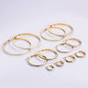 Women's Titanium Steel Square Round Wave Rhinestone Diamondencrusted Electroplated Earrings Jewelry