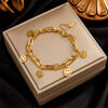 Women's Titanium Steel Stacked Round Smiley Face Pendant Bracelet With Electroplating