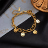 Women's Titanium Steel Stacked Round Smiley Face Pendant Bracelet With Electroplating
