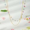 Women's Titanium Steel Stainless Steel Double Chain Necklace With Colored Gravel Vacuum Plated