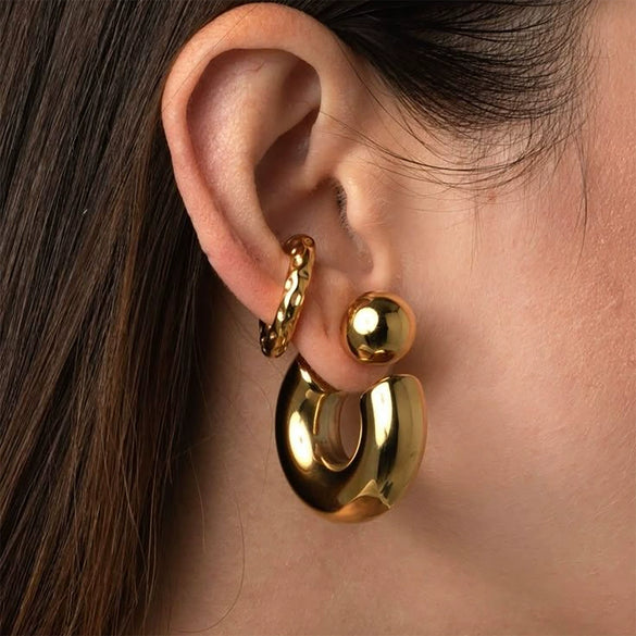 Women's Titanium Steel Stainless Steel Geometric Ins Style Earrings With Pvd Vacuum Plating