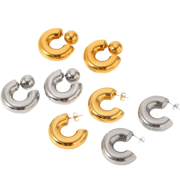 Women's Titanium Steel Stainless Steel Geometric Ins Style Earrings With Pvd Vacuum Plating