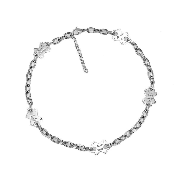 Women's Titanium Steel Stitching Design Specialshaped Baroque Pearl Necklace With Polishing Process And Bow Pattern