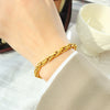 Women's 316L Stainless Steel Thick Chain Bracelet With Interlocking Chain And Geometric Design 18K Gold Plated