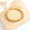 Women's 316L Stainless Steel Thick Chain Bracelet With Interlocking Chain And Geometric Design 18K Gold Plated