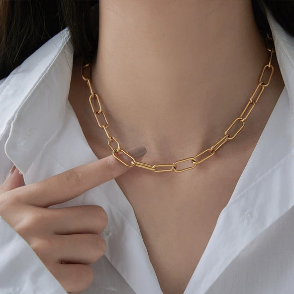 Women's Titanium Steel Thick Chain Necklace Electroplated For Autumn And Winter