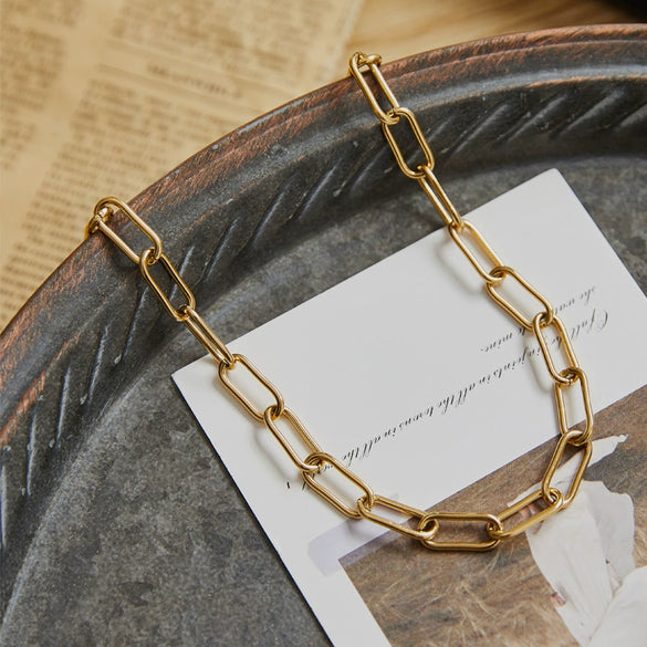 Women's Titanium Steel Thick Chain Necklace Electroplated For Autumn And Winter