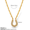 Women's 316L Stainless Steel U Shaped Light Luxury Simple All Match Niche Design Electroplated Full Diamond Pendant Necklace