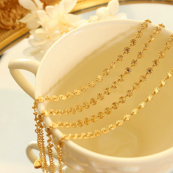 Women's Titanium Steel Wave Pattern Flower Embossed Round Bracelet Jewelry