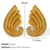 Women's 316L Stainless Steel Wingsshaped Diamondstudded Pearlinlaid Electroplated Light Luxury Style Earrings