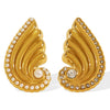 Women's 316L Stainless Steel Wingsshaped Diamondstudded Pearlinlaid Electroplated Light Luxury Style Earrings