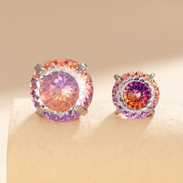 Women's Titanium Steel Zircon Earrings With Bird's Nest Cut And Geometric Sweet Style