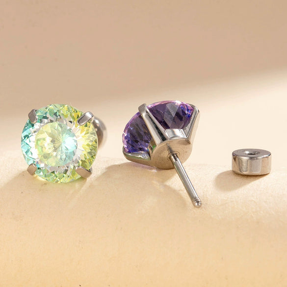 Women's Titanium Steel Zircon Earrings With Bird's Nest Cut And Geometric Sweet Style