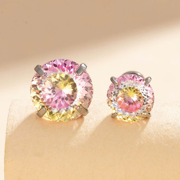Women's Titanium Steel Zircon Earrings With Bird's Nest Cut And Geometric Sweet Style
