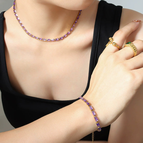 Women's 316L Stainless Steel Zircon Geometric Pattern Light Luxury Style Necklace