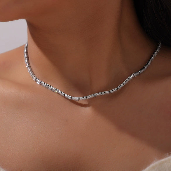 Women's 316L Stainless Steel Zircon Geometric Pattern Light Luxury Style Necklace