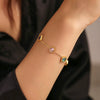 Women's 316L Stainless Steel Zircon Love Square Heart Geometric Pvd Plated Bracelet