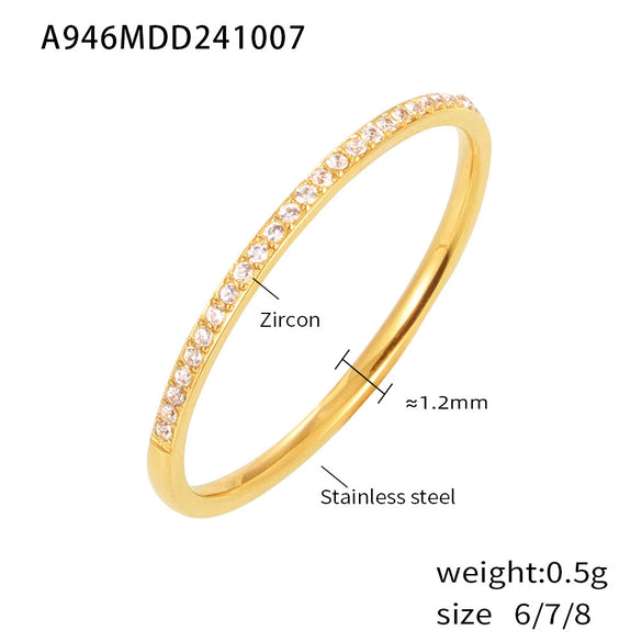 Women's 316L Stainless Steel Zircon Microinlaid Geometric Finger Ring Pvd Plated 18K Gold