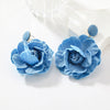 Women's Trendy Alloy Geometric Style Diamond Jewelry Earrings With Blue Rose Pattern
