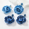 Women's Trendy Alloy Geometric Style Diamond Jewelry Earrings With Blue Rose Pattern