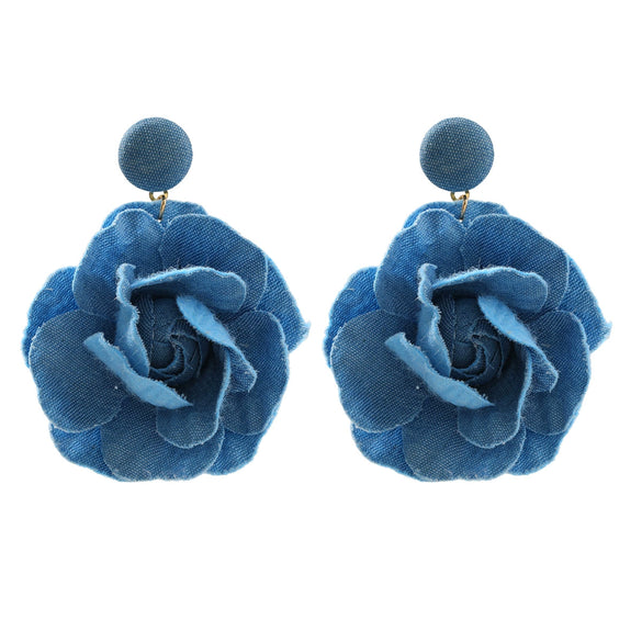 Women's Trendy Alloy Geometric Style Diamond Jewelry Earrings With Blue Rose Pattern