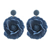 Women's Trendy Alloy Geometric Style Diamond Jewelry Earrings With Blue Rose Pattern