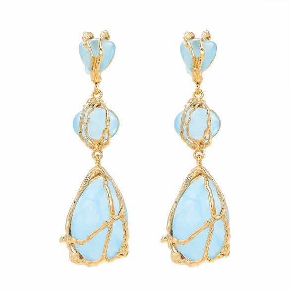Women's Trendy Alloy Multilayer Resin Geometric Electroplated Earrings