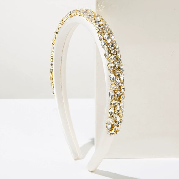 Women's Trendy Baroque Retro Headband With Colorful Rhinestones And Full Diamond Light Luxury Style Geometric Design