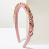 Women's Trendy Baroque Retro Headband With Colorful Rhinestones And Full Diamond Light Luxury Style Geometric Design