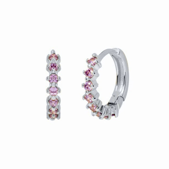 Women's Trendy Earrings Silver Needle Copper Geometric Ushaped Microinlaid Colorful Zircon Electroplated