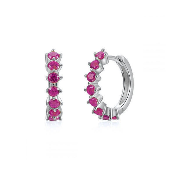 Women's Trendy Earrings Silver Needle Copper Geometric Ushaped Microinlaid Colorful Zircon Electroplated