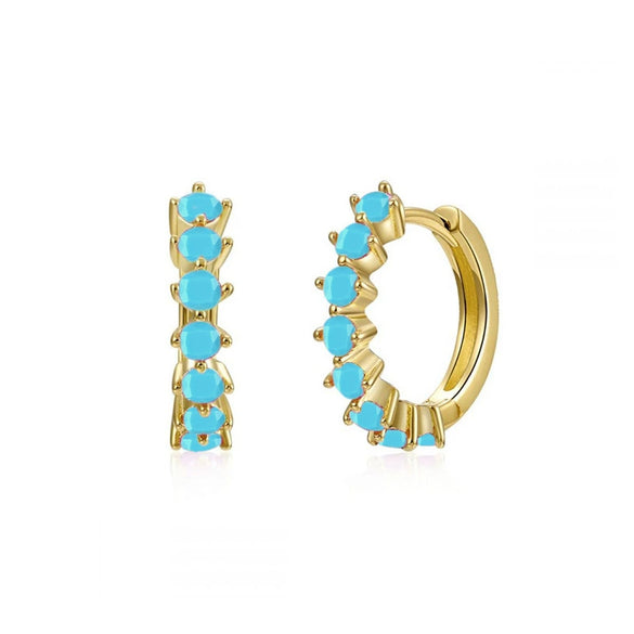 Women's Trendy Earrings Silver Needle Copper Geometric Ushaped Microinlaid Colorful Zircon Electroplated