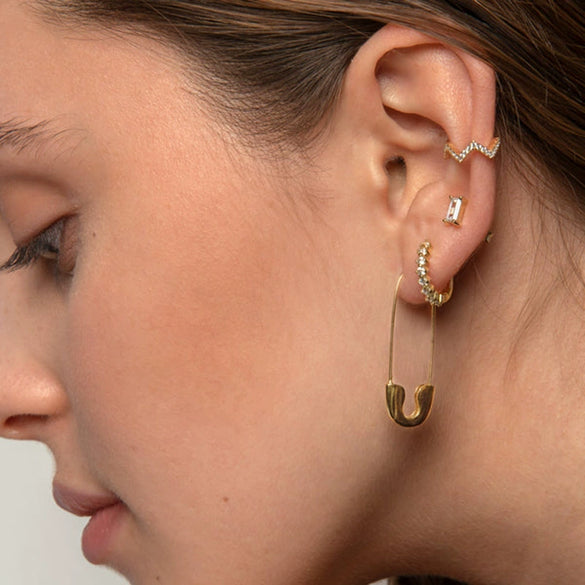 Women's Trendy Earrings Silver Needle Copper Geometric Ushaped Microinlaid Colorful Zircon Electroplated
