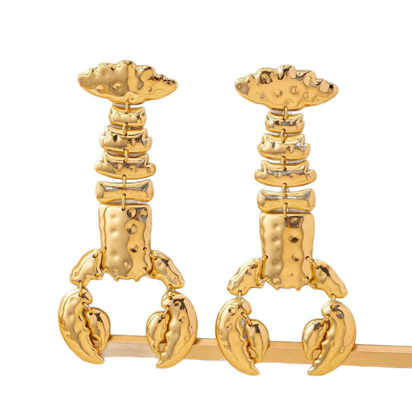Women's Trendy Exaggerated Alloy Lobster Earrings With Electroplated Finish And Creative Flower Design
