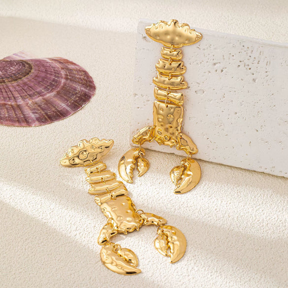 Women's Trendy Exaggerated Alloy Lobster Earrings With Electroplated Finish And Creative Flower Design