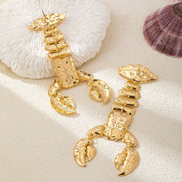 Women's Trendy Exaggerated Alloy Lobster Earrings With Electroplated Finish And Creative Flower Design