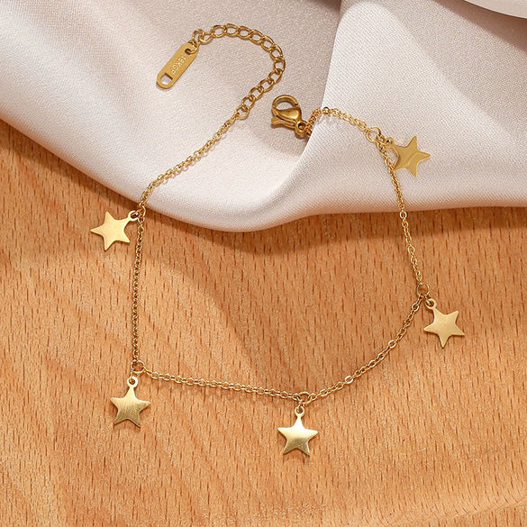 Women's Trendy Nonfading Stainless Steel Star Anklet Jewelry