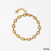 Women's Trendy Oval Zircon Bracelet In Stainless Steel With Geometric Design And Electroplating Color Preservation