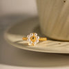 Women's Trendy Sunflower Pearl Adjustable Ring Stainless Steel Geometric Electroplating