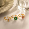 Women's Trendy Sunflower Pearl Adjustable Ring Stainless Steel Geometric Electroplating