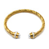 Women's Trendy Titanium Steel And Stainless Steel Cshaped Elastic Twist Wire Rope Bracelet Set With Diamonds