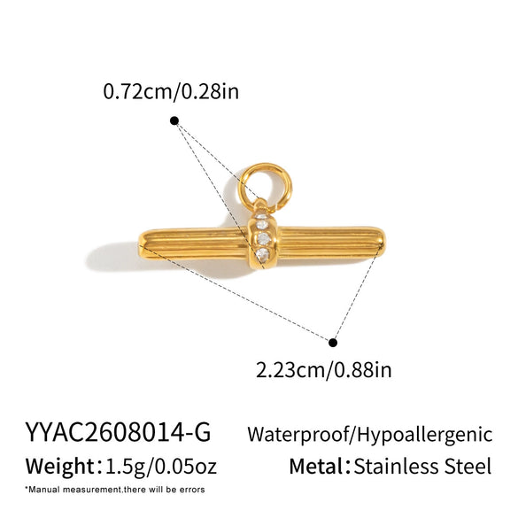 Women's Tshaped Stainless Steel Pendant Necklace With Vacuum Gold Plating And Flash Ochain Collarbone Chain