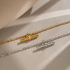 Women's Tshaped Stainless Steel Pendant Necklace With Vacuum Gold Plating And Flash Ochain Collarbone Chain