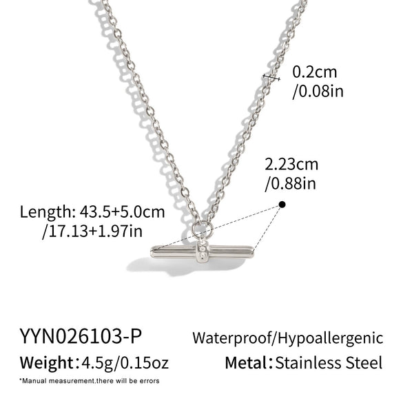 Women's Tshaped Stainless Steel Pendant Necklace With Vacuum Gold Plating And Flash Ochain Collarbone Chain