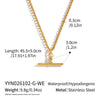 Women's Tshaped Zircon Pendant Necklace In Goldplated Stainless Steel With Geometric Design And Adjustable Extension Chain
