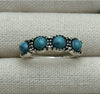 Women's Turquoise Inlaid Alloy Ring Set With Feather Details And Carved Flower Geometric Design Polished Finish