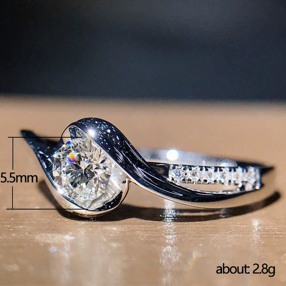 Women's Twisted Arms Eight Hearts And Eight Arrows Zirconia Ring Copper Geometric Style