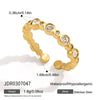 Women's Twisted Geometric Zircon Ring In Stainless Steel With Pvd Gold Plating Hypoallergenic Jewelry